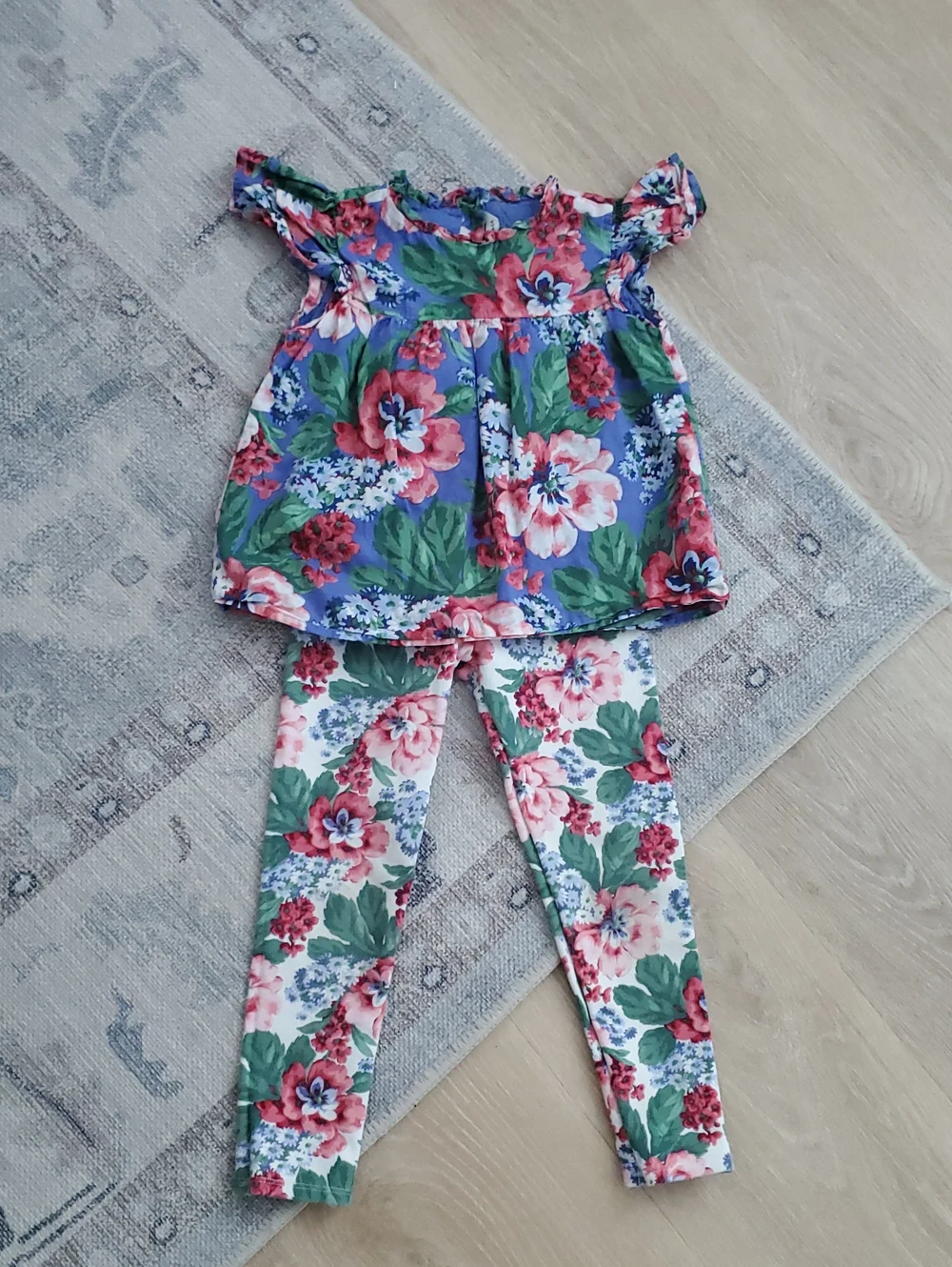 Janie And Jack Girls Floral Shirt Top And Ponte Pants Coordinating Set Sz5